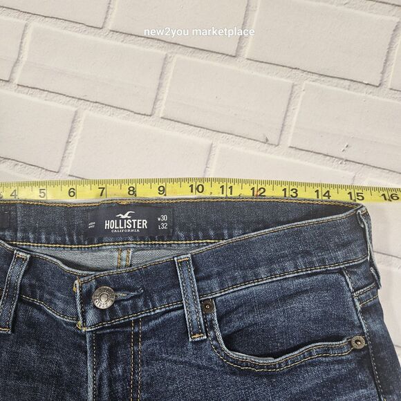 Hollister Jeans Mens 30x32 Blue The Hollister Classic Straight Distressed - Picture 10 of 10